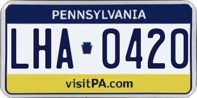 PA license plate LHA0420