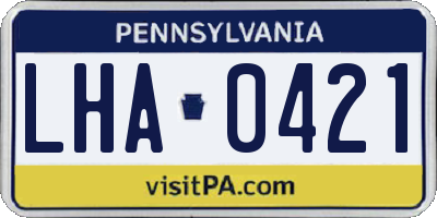 PA license plate LHA0421