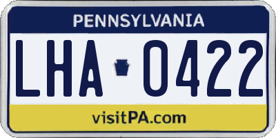 PA license plate LHA0422