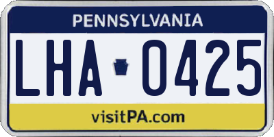 PA license plate LHA0425