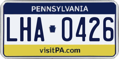 PA license plate LHA0426