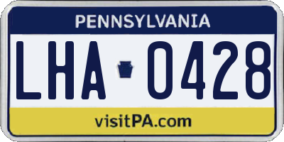 PA license plate LHA0428