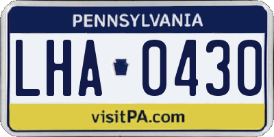 PA license plate LHA0430