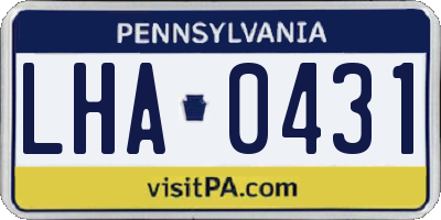 PA license plate LHA0431