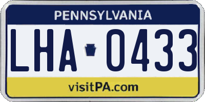 PA license plate LHA0433