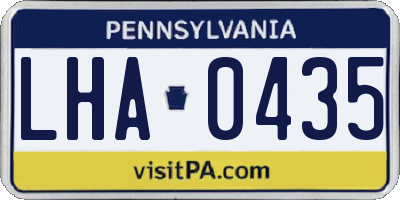 PA license plate LHA0435