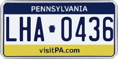 PA license plate LHA0436