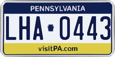 PA license plate LHA0443