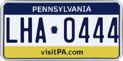 PA license plate LHA0444