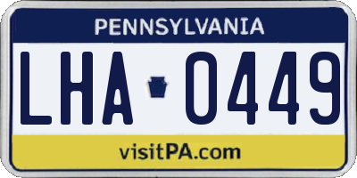 PA license plate LHA0449