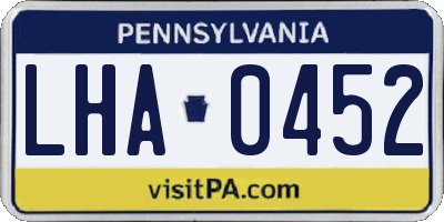 PA license plate LHA0452