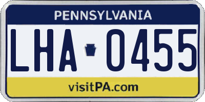 PA license plate LHA0455