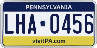 PA license plate LHA0456