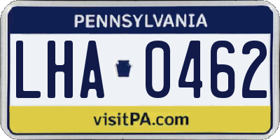PA license plate LHA0462