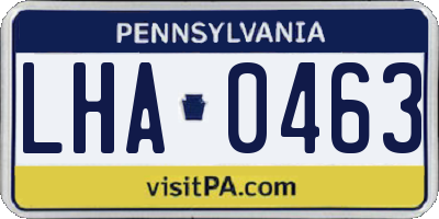 PA license plate LHA0463