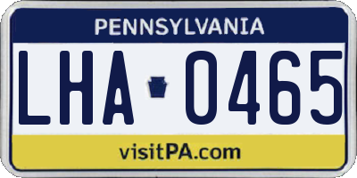 PA license plate LHA0465