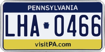 PA license plate LHA0466