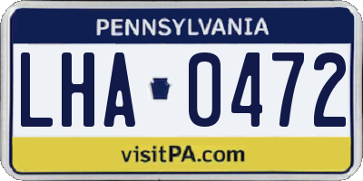 PA license plate LHA0472