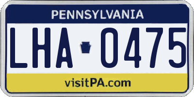 PA license plate LHA0475