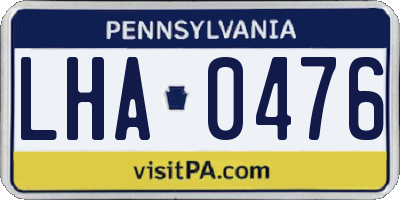 PA license plate LHA0476