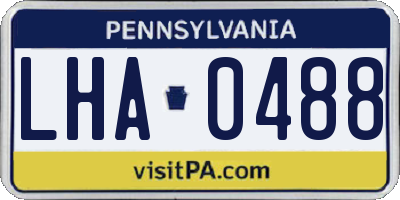 PA license plate LHA0488