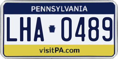 PA license plate LHA0489