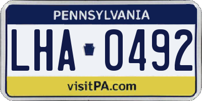 PA license plate LHA0492