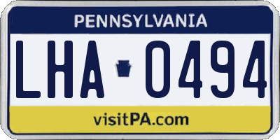 PA license plate LHA0494