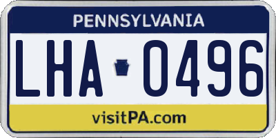 PA license plate LHA0496
