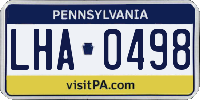 PA license plate LHA0498