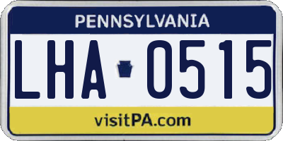 PA license plate LHA0515