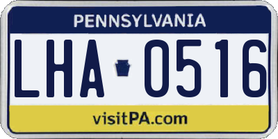 PA license plate LHA0516