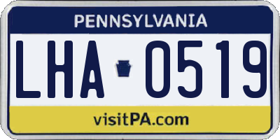 PA license plate LHA0519