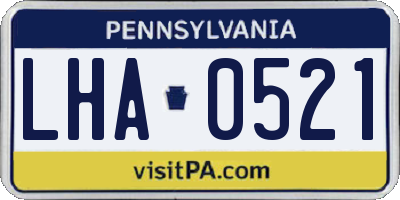 PA license plate LHA0521