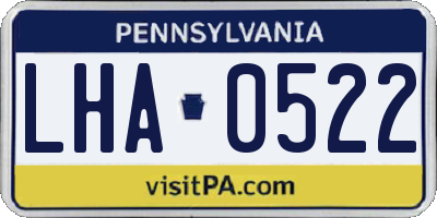 PA license plate LHA0522