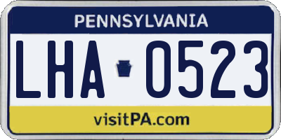 PA license plate LHA0523