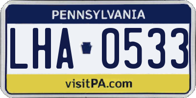 PA license plate LHA0533