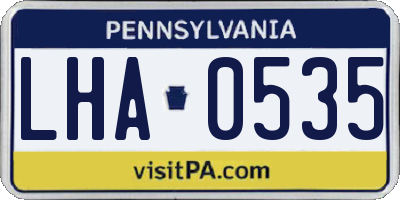 PA license plate LHA0535