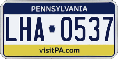 PA license plate LHA0537