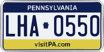 PA license plate LHA0550