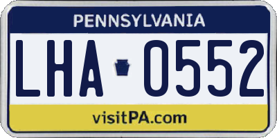 PA license plate LHA0552