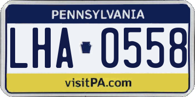 PA license plate LHA0558