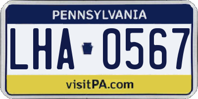 PA license plate LHA0567