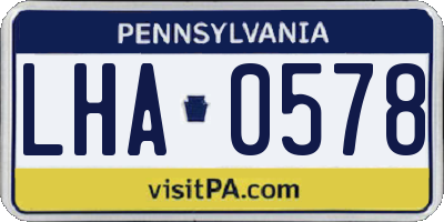 PA license plate LHA0578