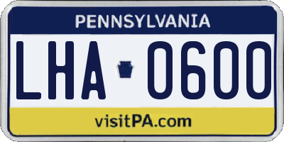 PA license plate LHA0600