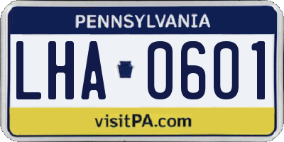PA license plate LHA0601