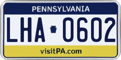 PA license plate LHA0602
