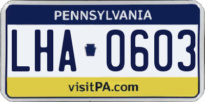 PA license plate LHA0603