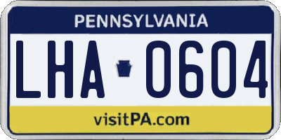 PA license plate LHA0604
