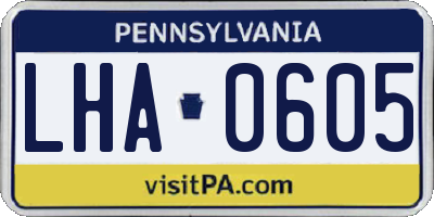 PA license plate LHA0605
